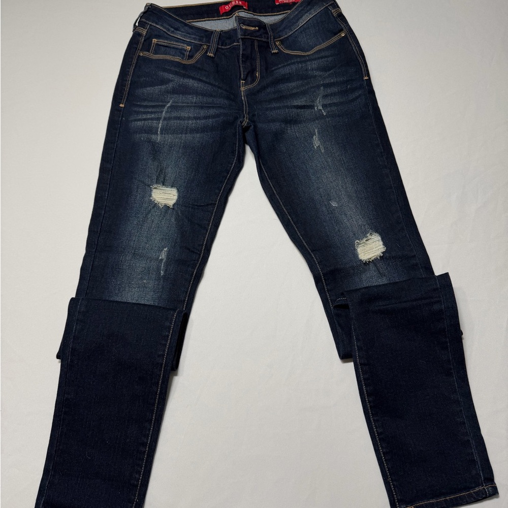 Guess Dark Blue Distressed Skinny Jeans